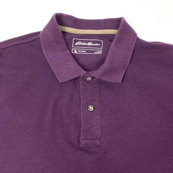 3/$25 Eddie Bauer Outdoor Purple Collared Polo Shirt L - Picture 2 of 10